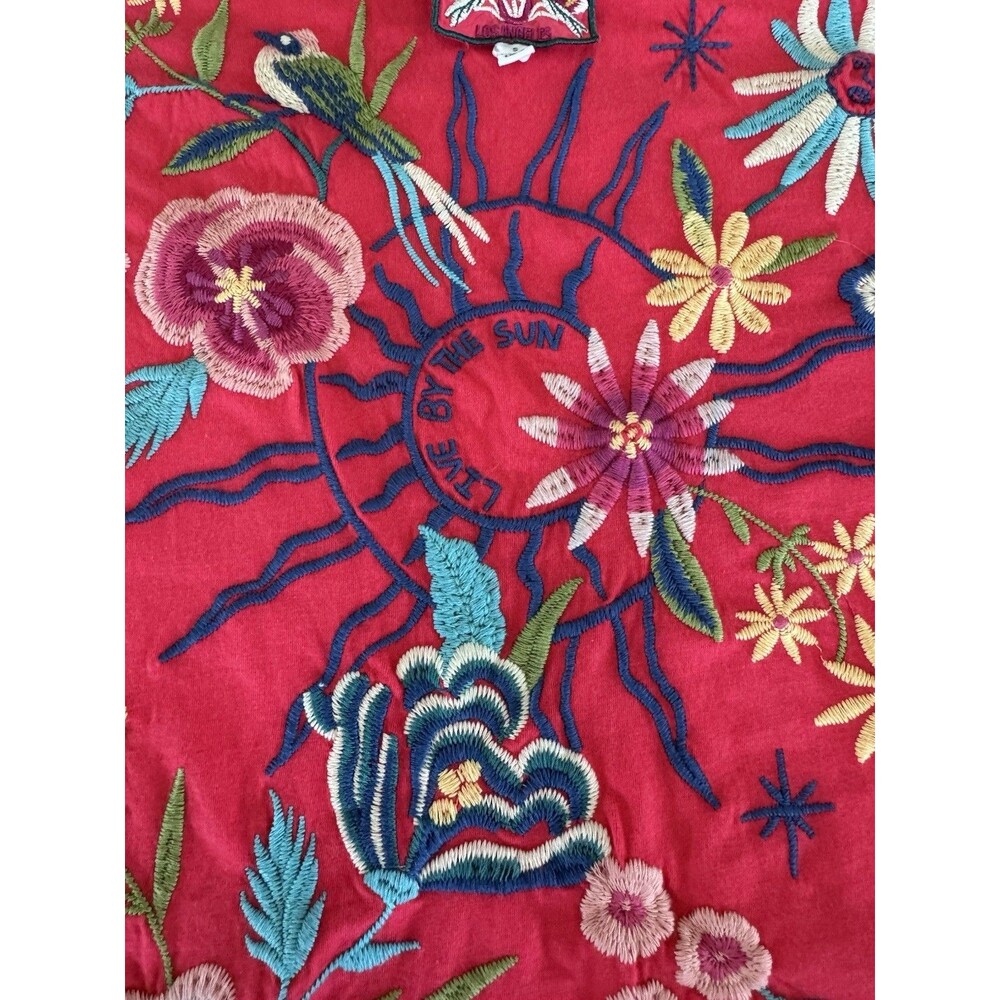 Johnny Was Arla Embroidered Cotton Top Live By The Sun T Shirt Boho Floral SZ S - Picture 11 of 11